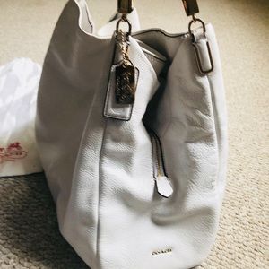 White & Gold Accent Coach bag